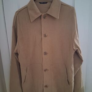 SHEIN Men's Light Tan Button Front Trench Coat